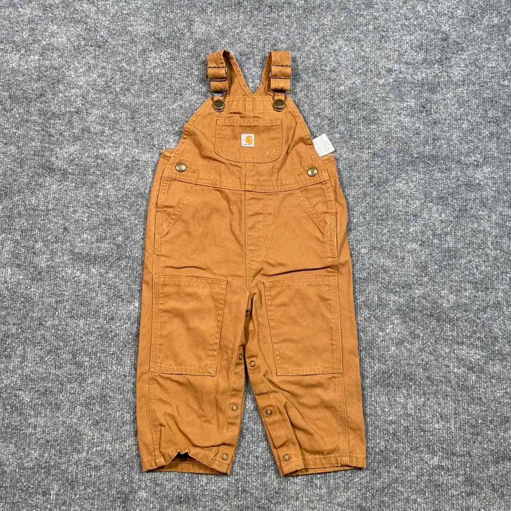 Carhartt Kids‎ Brown Canvas Duck Bib Overalls Double Knee 18M Toddler Workwear